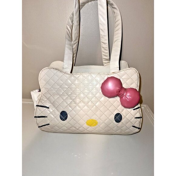 NWT Sanrio HELLO KITTY Y2K White Synthetic Quilted Top Handle Charm Boho Bag - Picture 3 of 16